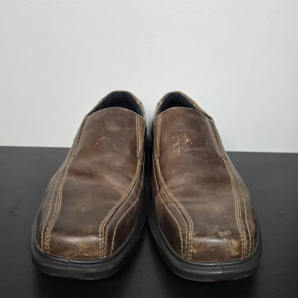 ECCO Shoes Mens Size 41 8 Brown Leather Helsinki Bike Toe Slip‎ On Loafer Dress